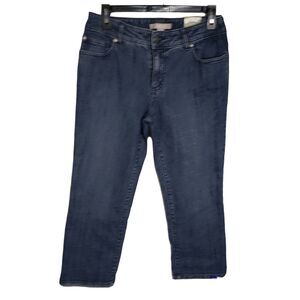 Chicos Womens Cropped Jeans Size 0 Small 4 Blue Mid Rise Stretch Embellished